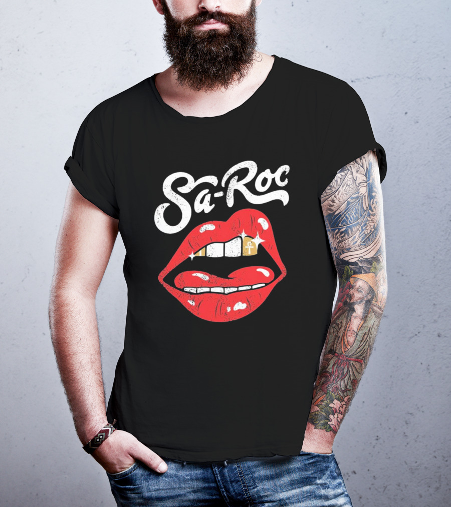 Sa-Roc Red Lips With Ankh Tooth T-Shirt