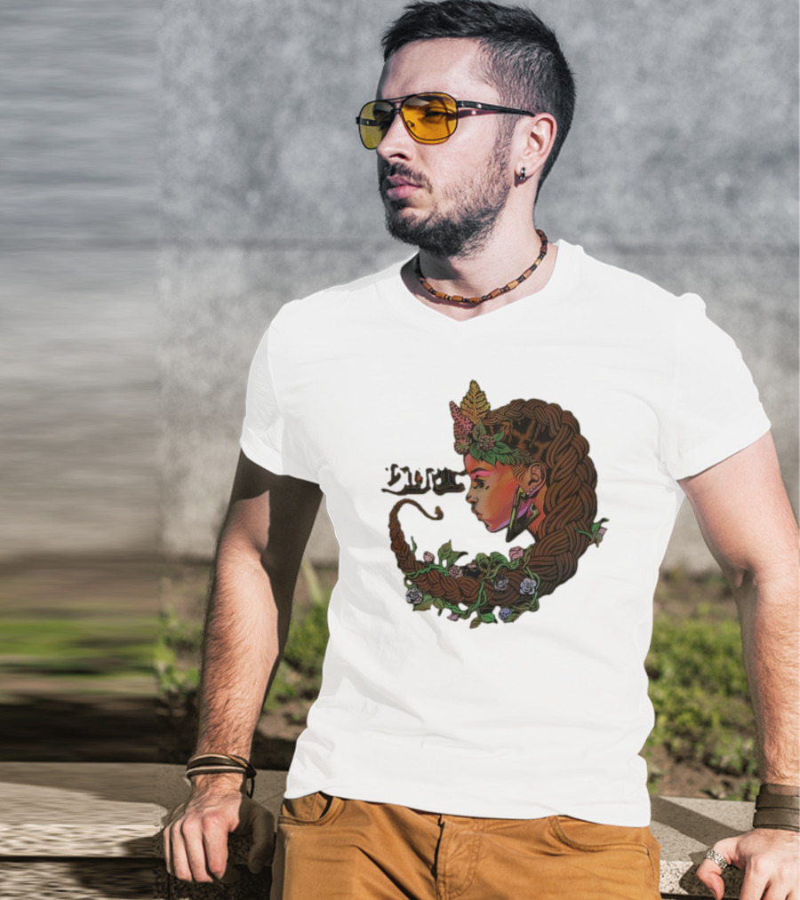 Sa-roc Wild Seeds Braided Hair Floral T-Shirt