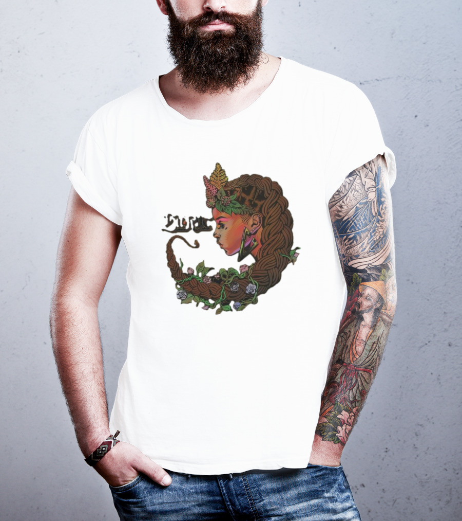 Sa-roc Wild Seeds Braided Hair Floral T-Shirt