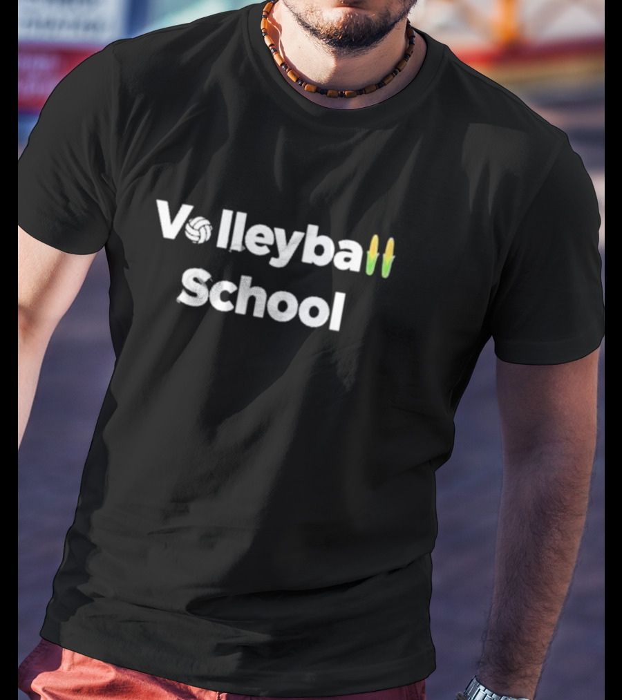 Volleyball School Corn Icon With Corn Ears And Volleyball T-Shirt