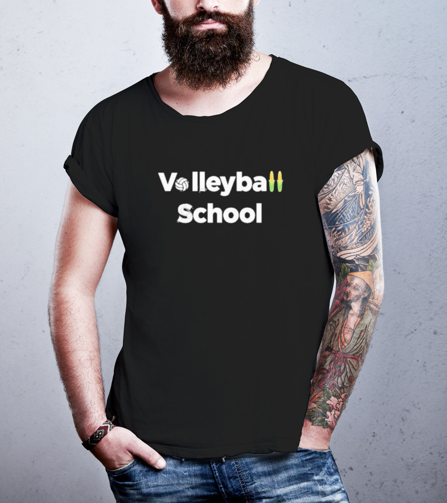 Volleyball School Corn Icon With Corn Ears And Volleyball T-Shirt