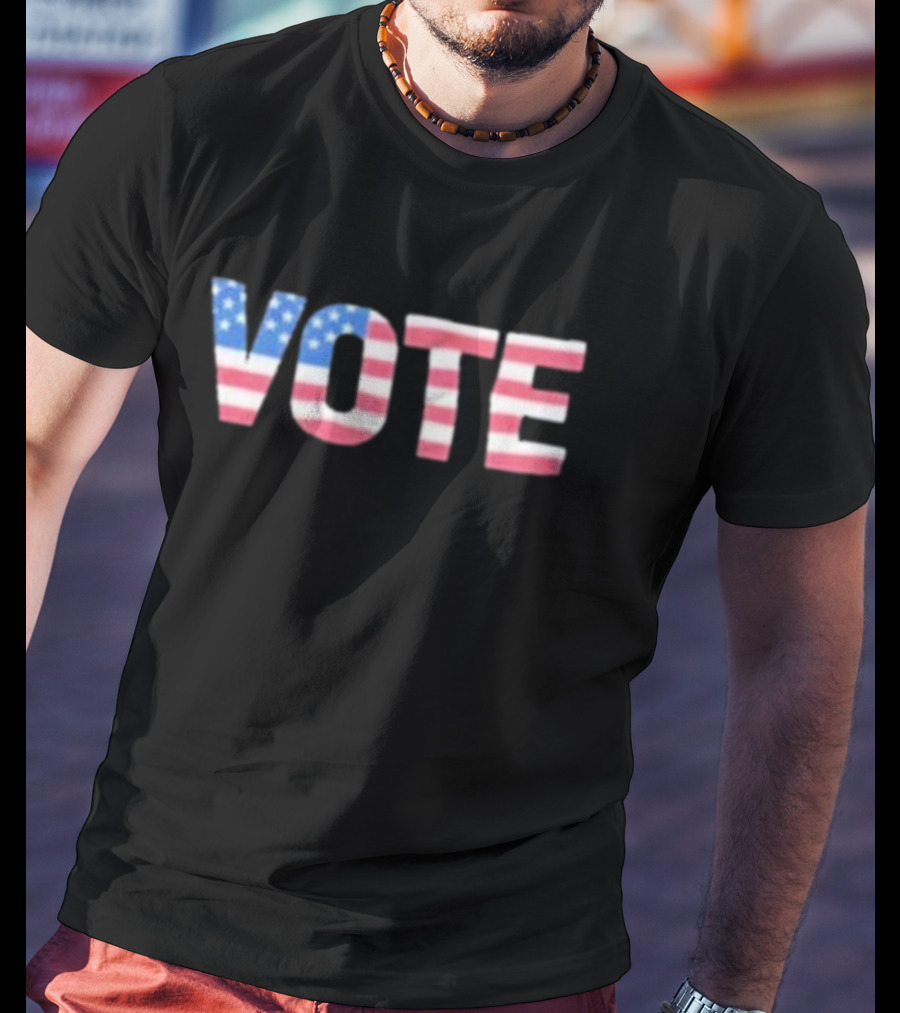 Vote United States American Flag Letters T-Shirt