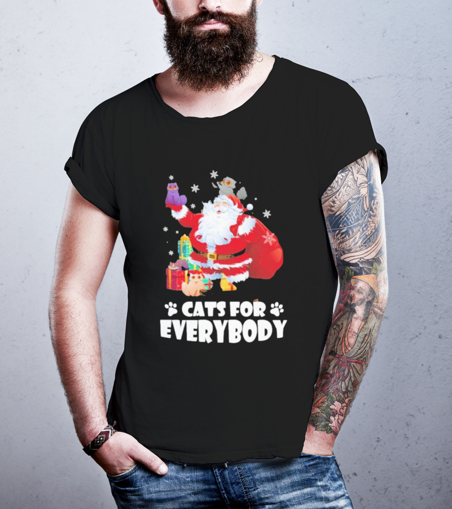 Santa Claus With Gift Cats For Everybody Fun Christmas T-Shirt