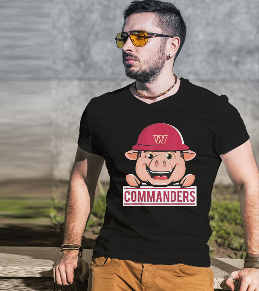 Commander Pig With Hard Hat T-Shirt