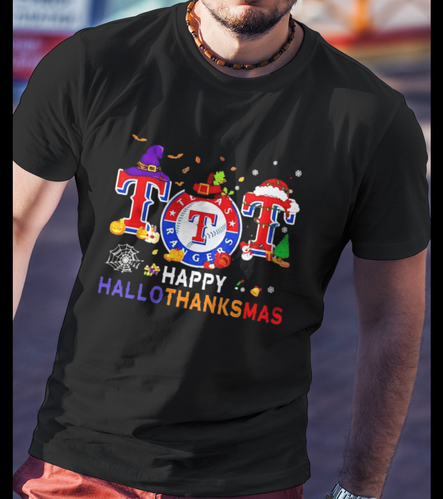Texas Rangers Happy HalloThanksMas Holiday T-Shirt