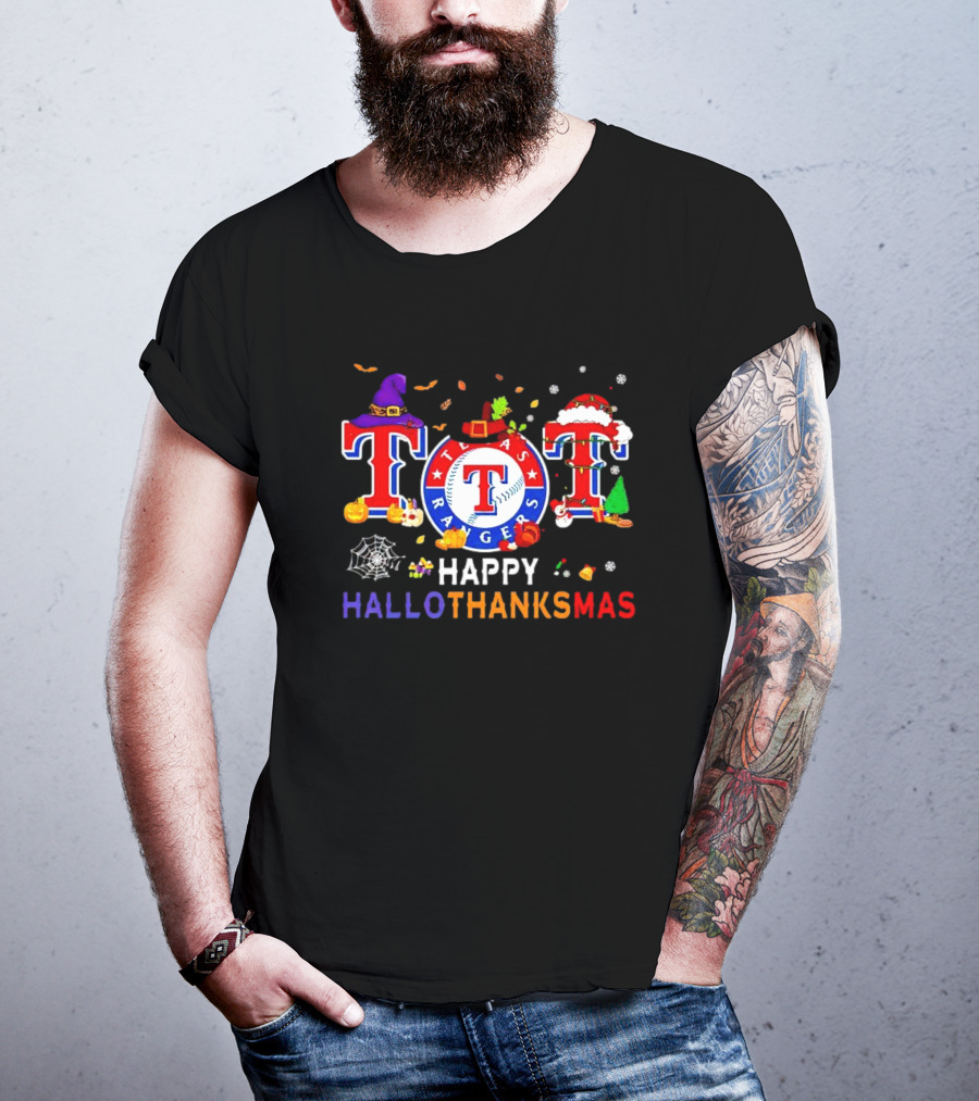 Texas Rangers Happy HalloThanksMas Holiday T-Shirt