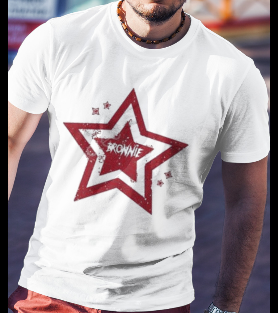 Bronnie Red Star Pattern Vintage T-Shirt