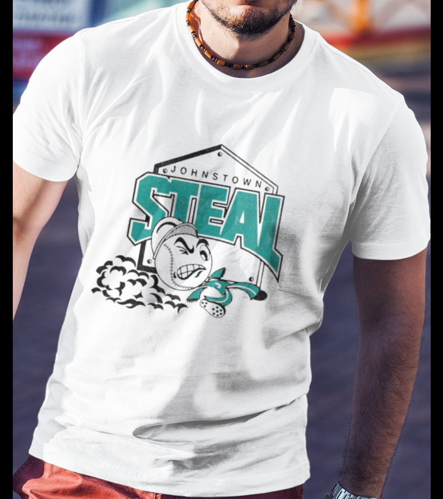 Johnstown Steal Baseball Running Baseball Character T-Shirt