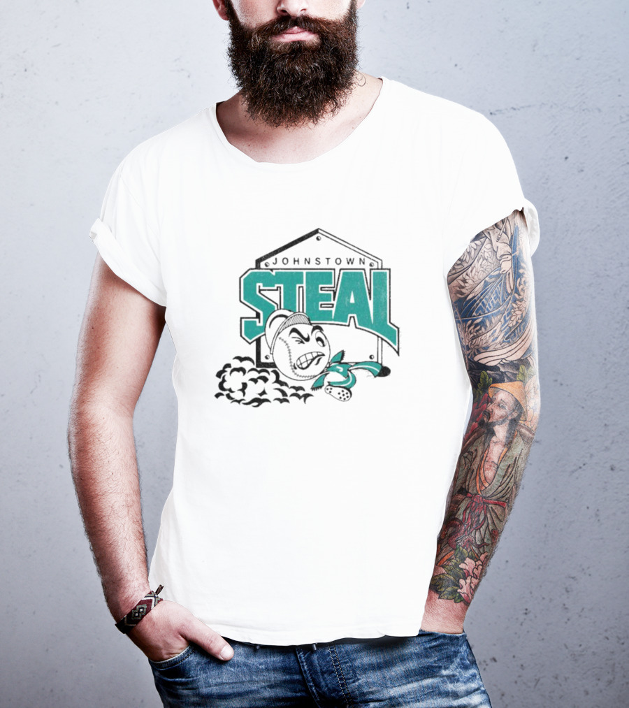 Johnstown Steal Baseball Running Baseball Character T-Shirt