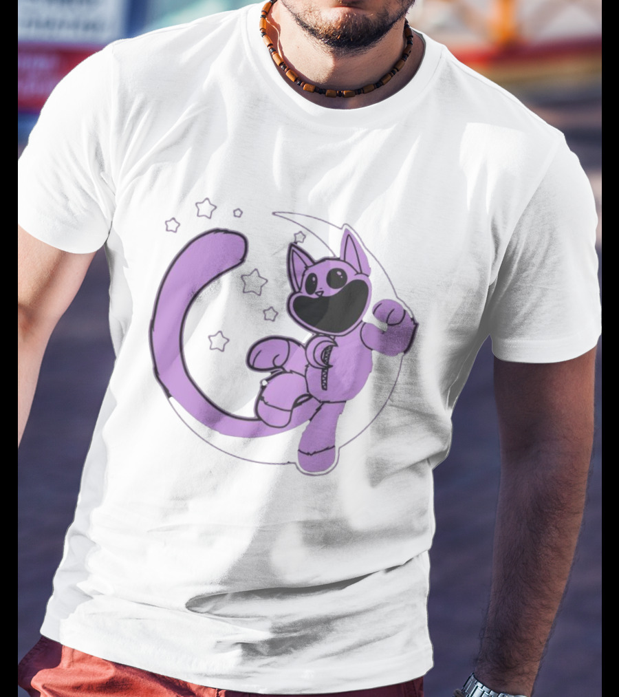 Poppyplaytime Catnap Moon Cute Starry Cartoon T-Shirt