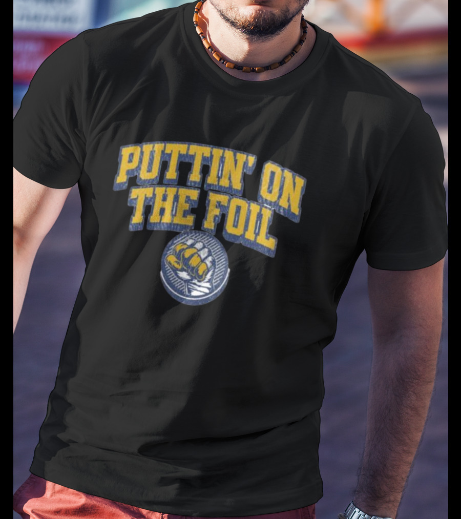 Puttin On The Foil Hockey Inspired Knuckle Patch T-Shirt