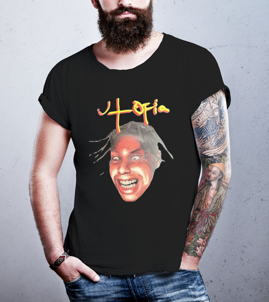 Travis Scott Utopia Grinning Face And Title T-Shirt