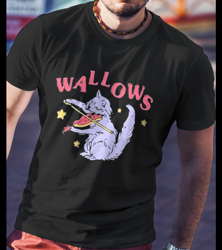 Wallows Cat Playing Fiddle Surrounded By Stars T-Shirt