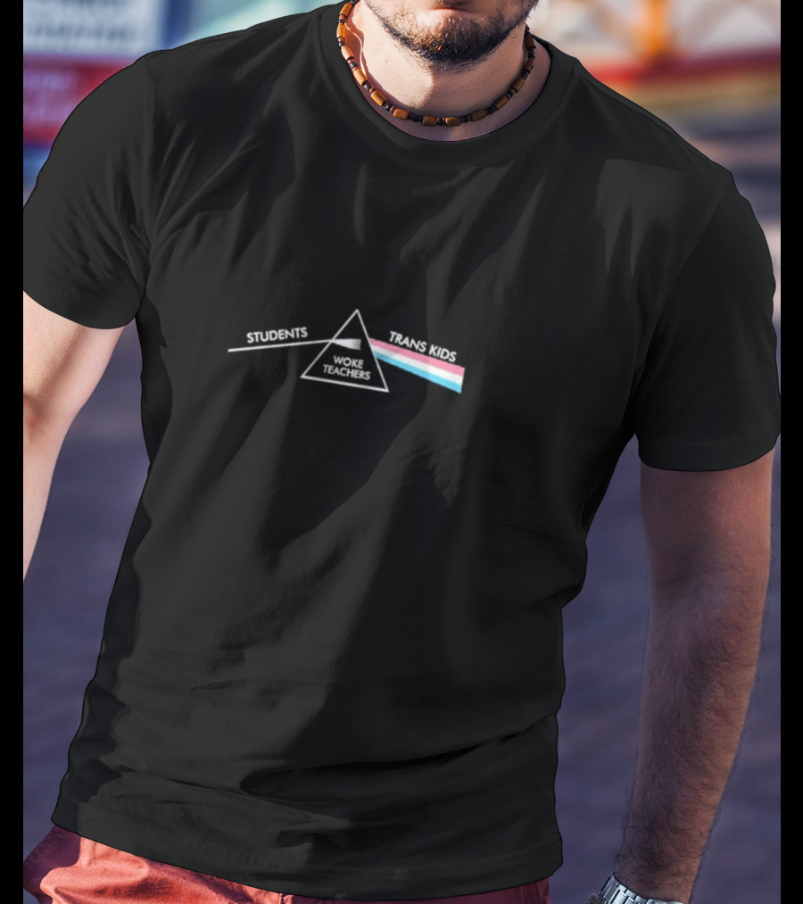 Dark Side Woke Teachers Prism Students Trans Kids Rainbow T-Shirt