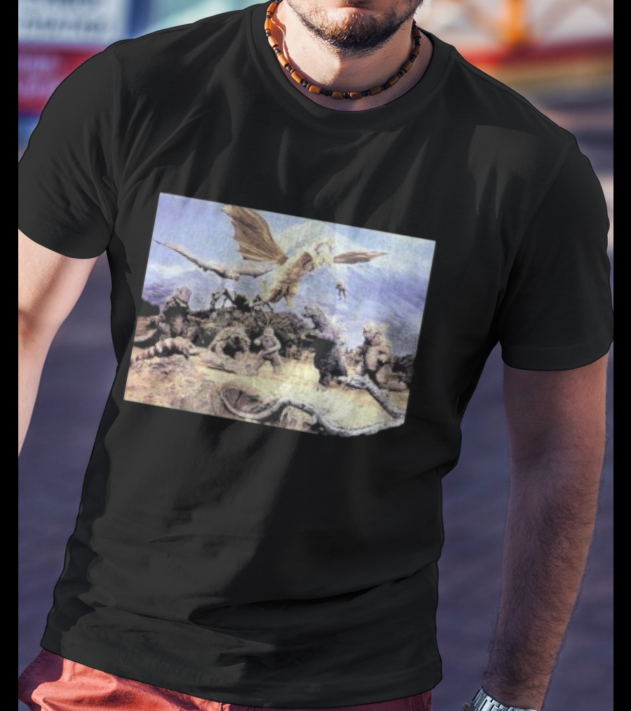 Destroy All Monsters Group Kaiju Battle Scene T-Shirt