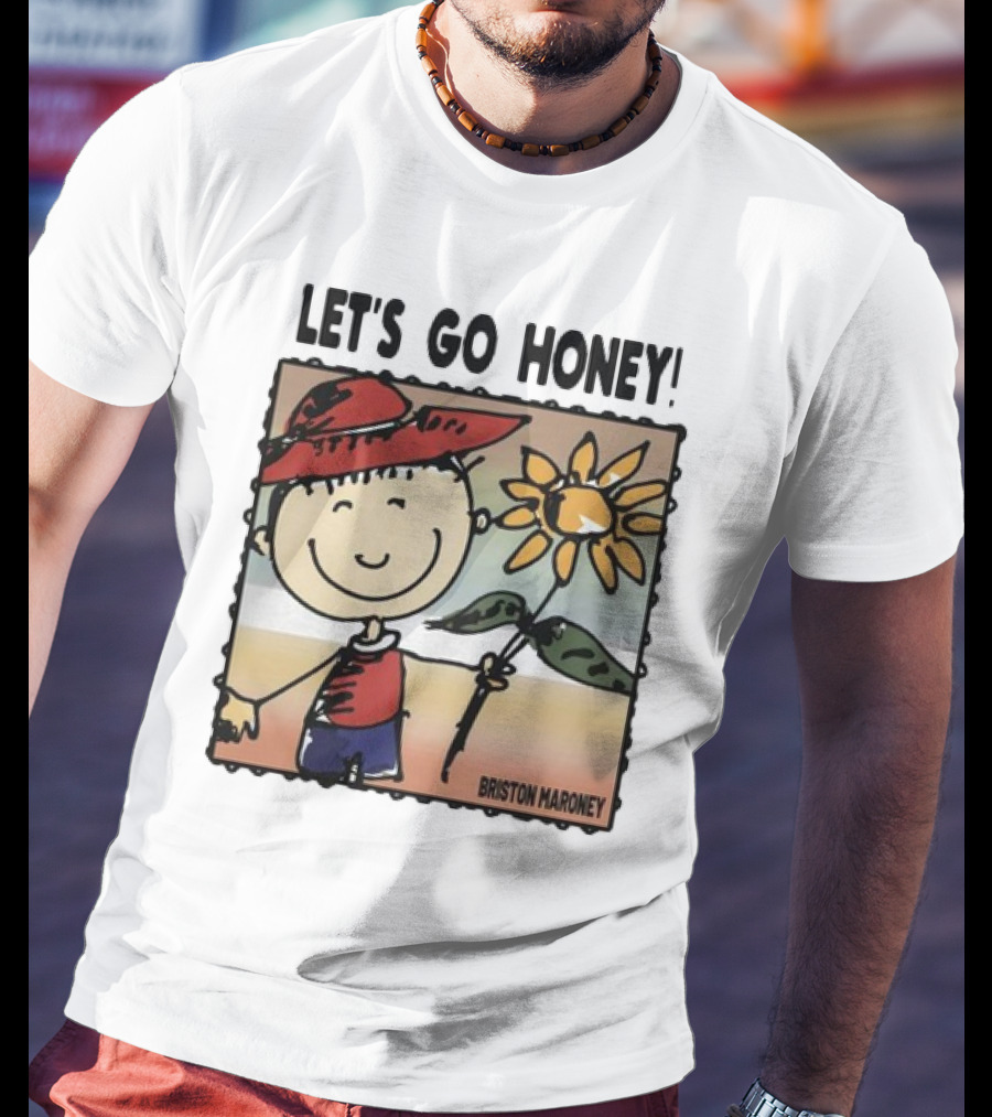Briston Maroney Let's Go Honey Cartoon Figure With Sunflower T-Shirt