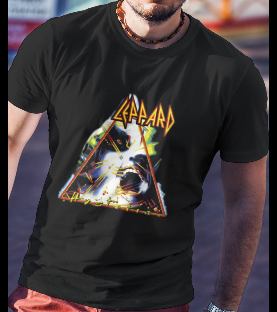 Def Leppard Hysteria Triangle Logo Rock Music Band T-Shirt
