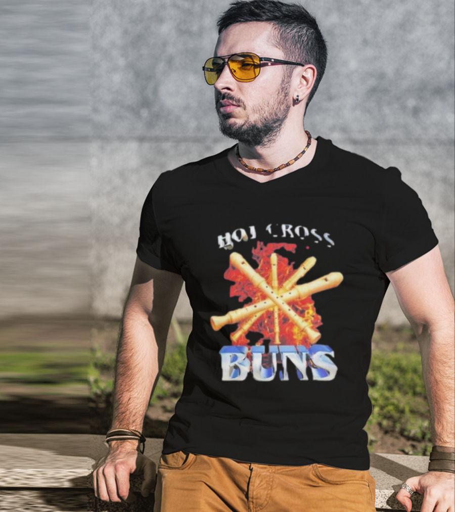 HOT CROSS BUNS Recorders Flame Crossed T-Shirt