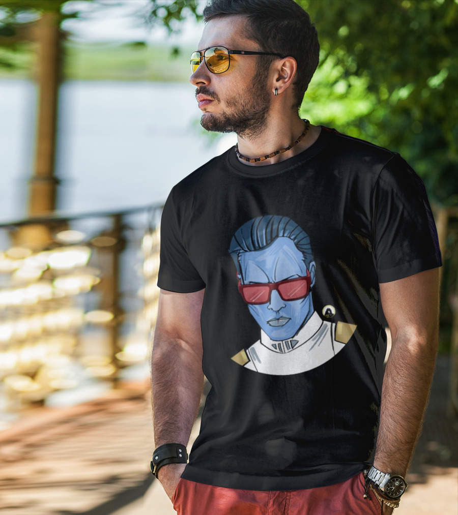 Starwarstheory Admiral Attitude Blue Character With Red Sunglasses T-Shirt