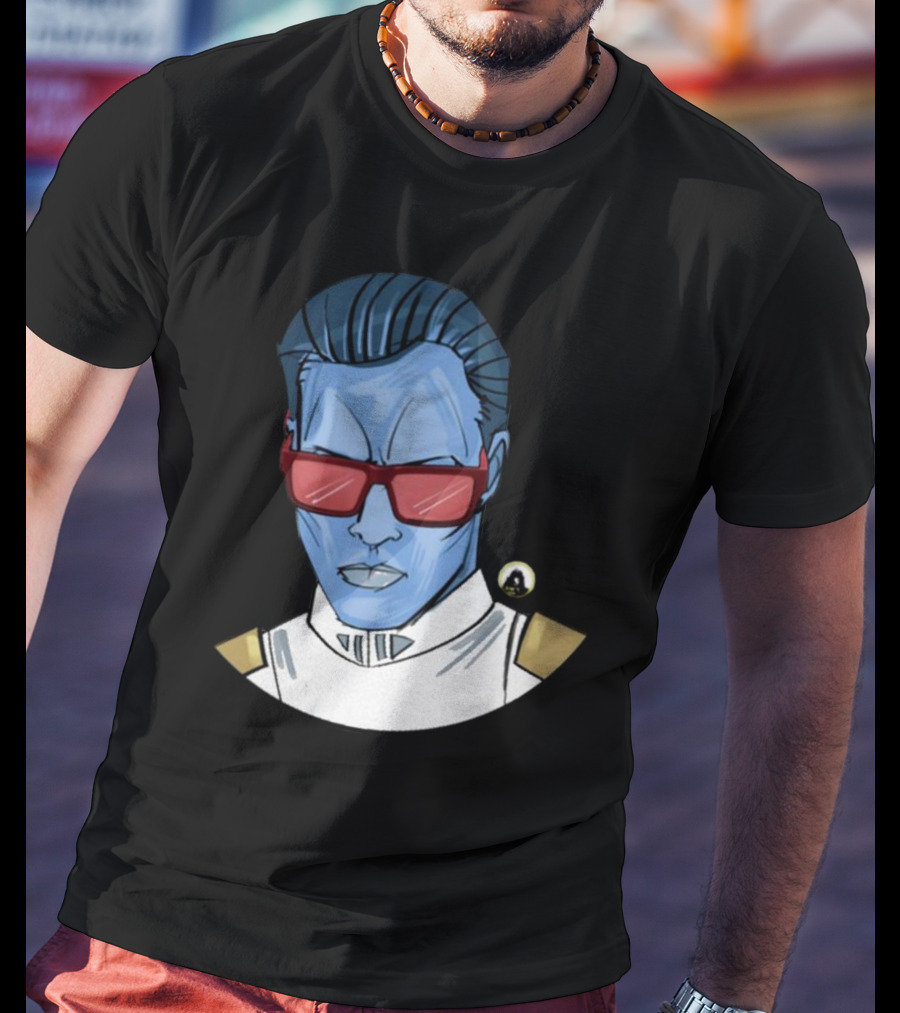 Starwarstheory Admiral Attitude Blue Character With Red Sunglasses T-Shirt