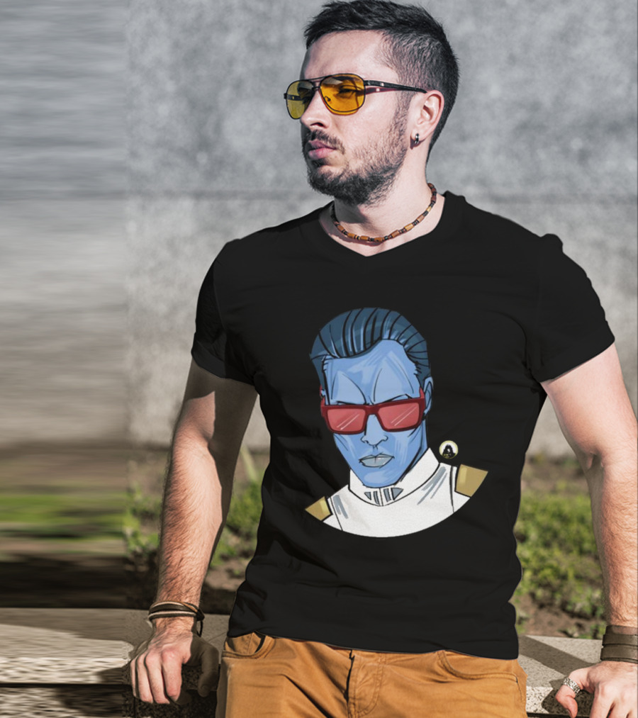 Starwarstheory Admiral Attitude Blue Character With Red Sunglasses T-Shirt