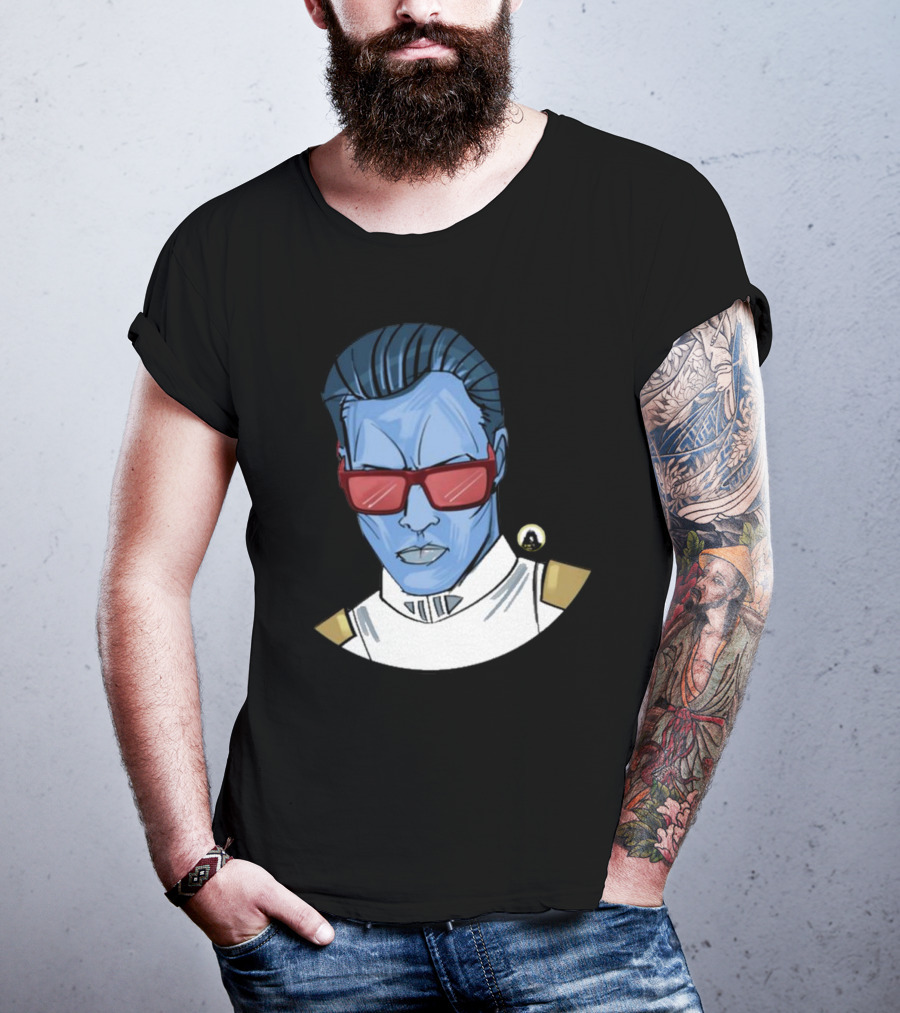 Starwarstheory Admiral Attitude Blue Character With Red Sunglasses T-Shirt