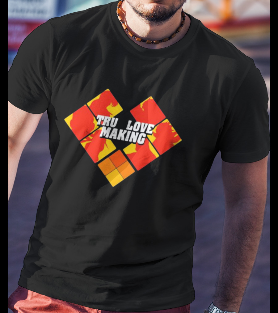 TRU LOVE MAKING Red And Yellow Geometric Heart T-Shirt