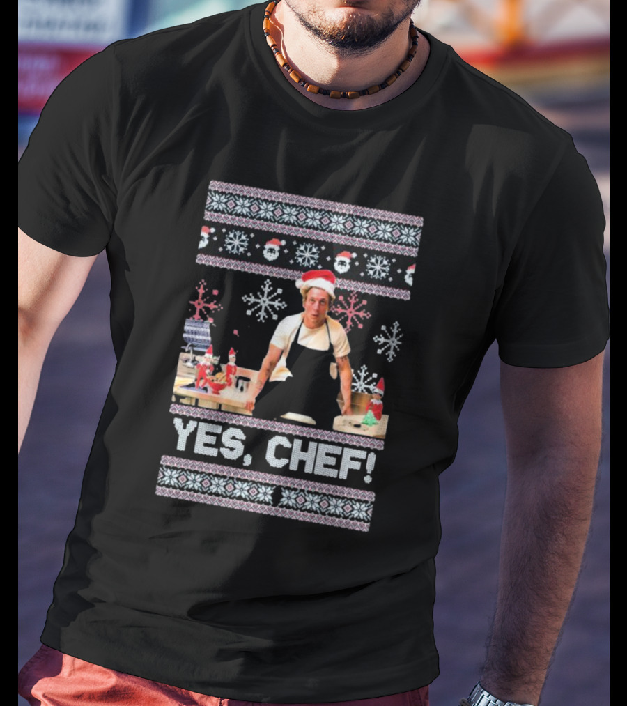 Yes Chef Snowflakes Christmas Elves Santa Hat T-Shirt