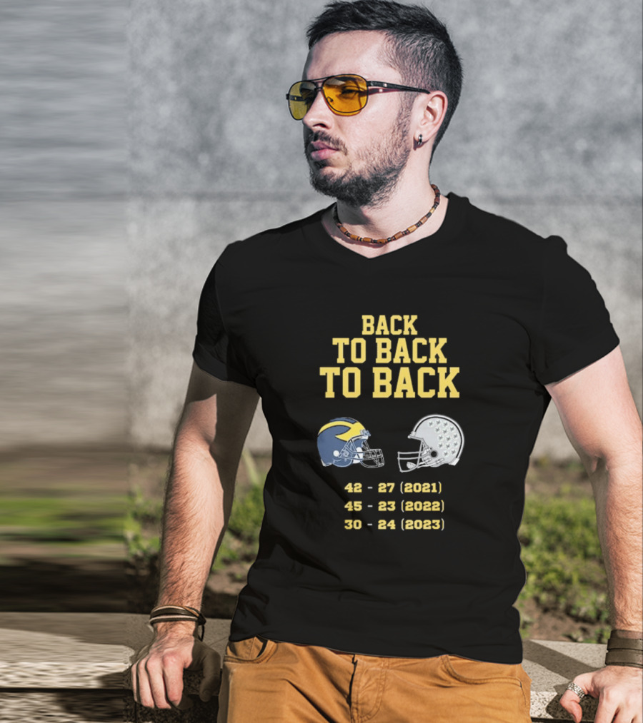 Back To Back To Back Funny Michigan Wolverines Football Free Jim Harbaugh Game T-Shirt