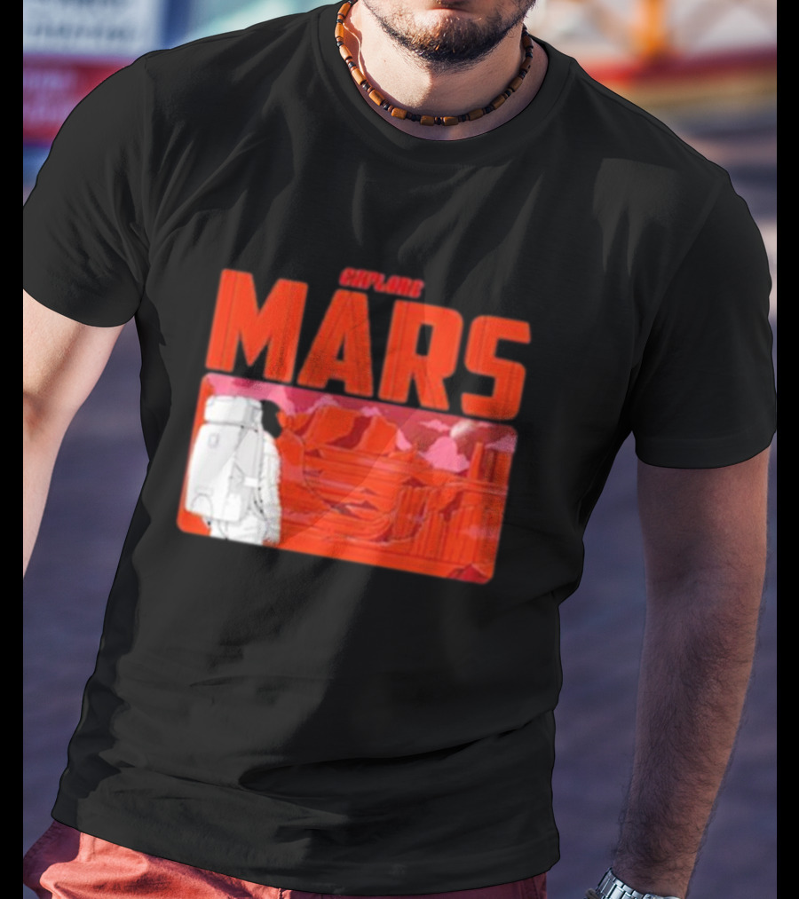 Explore Mars Astronaut Adventure Red Landscape T-Shirt
