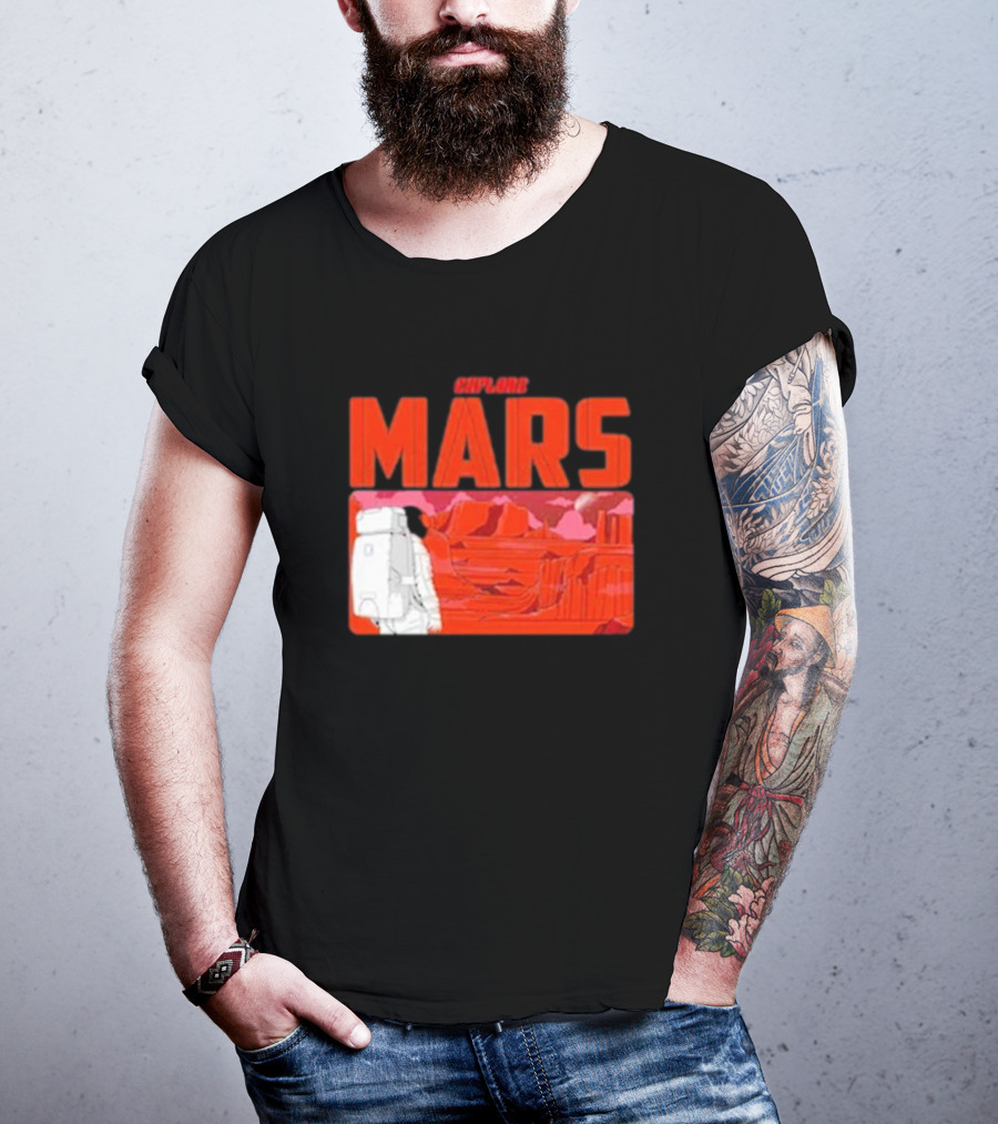 Explore Mars Astronaut Adventure Red Landscape T-Shirt