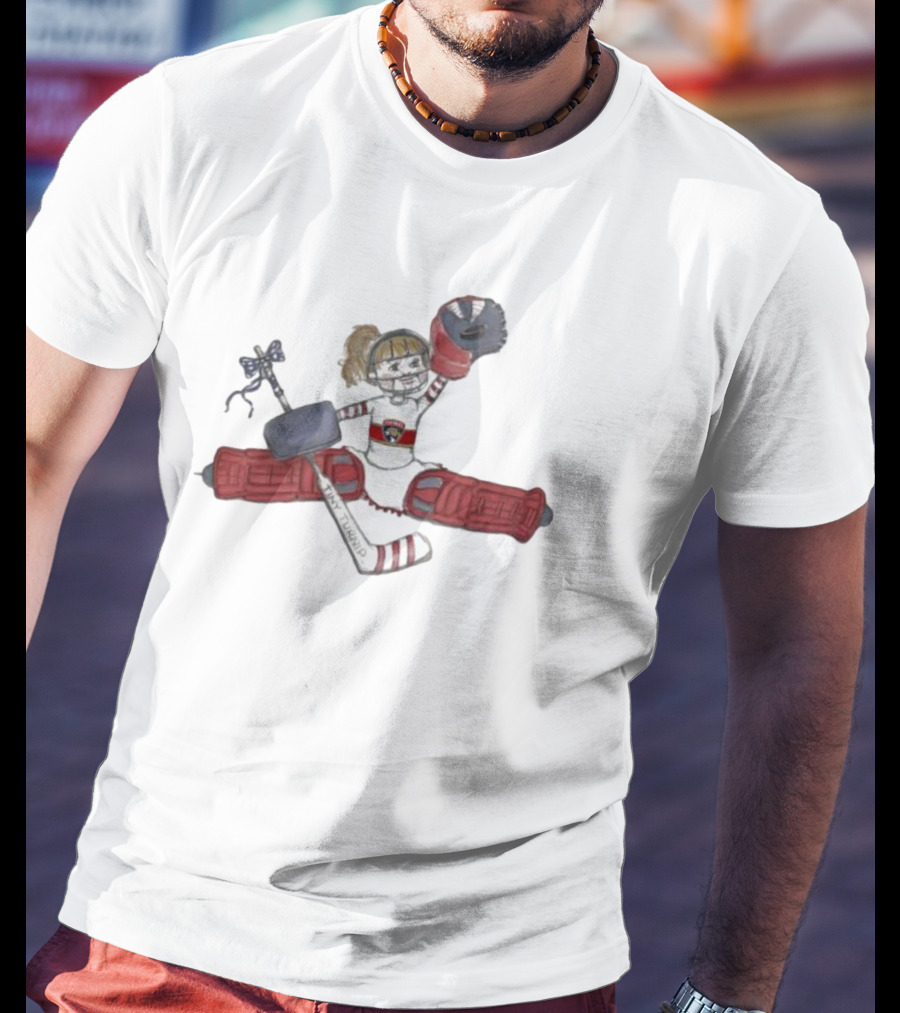 Florida Panthers Toddler Girls Goalielocks Hockey Goalie Character In Red Pads T-Shirt