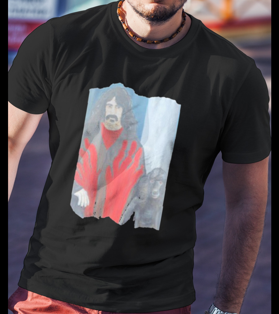 Jackey Neyman Jones Frank Zappa The Master Mashup With Red Hand Prints T-Shirt