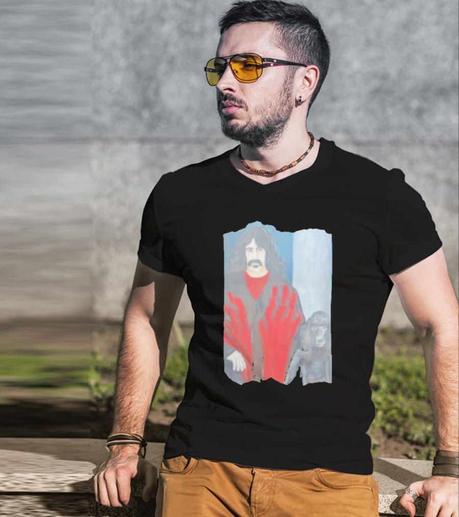 Jackey Neyman Jones Frank Zappa The Master Mashup With Red Hand Prints T-Shirt