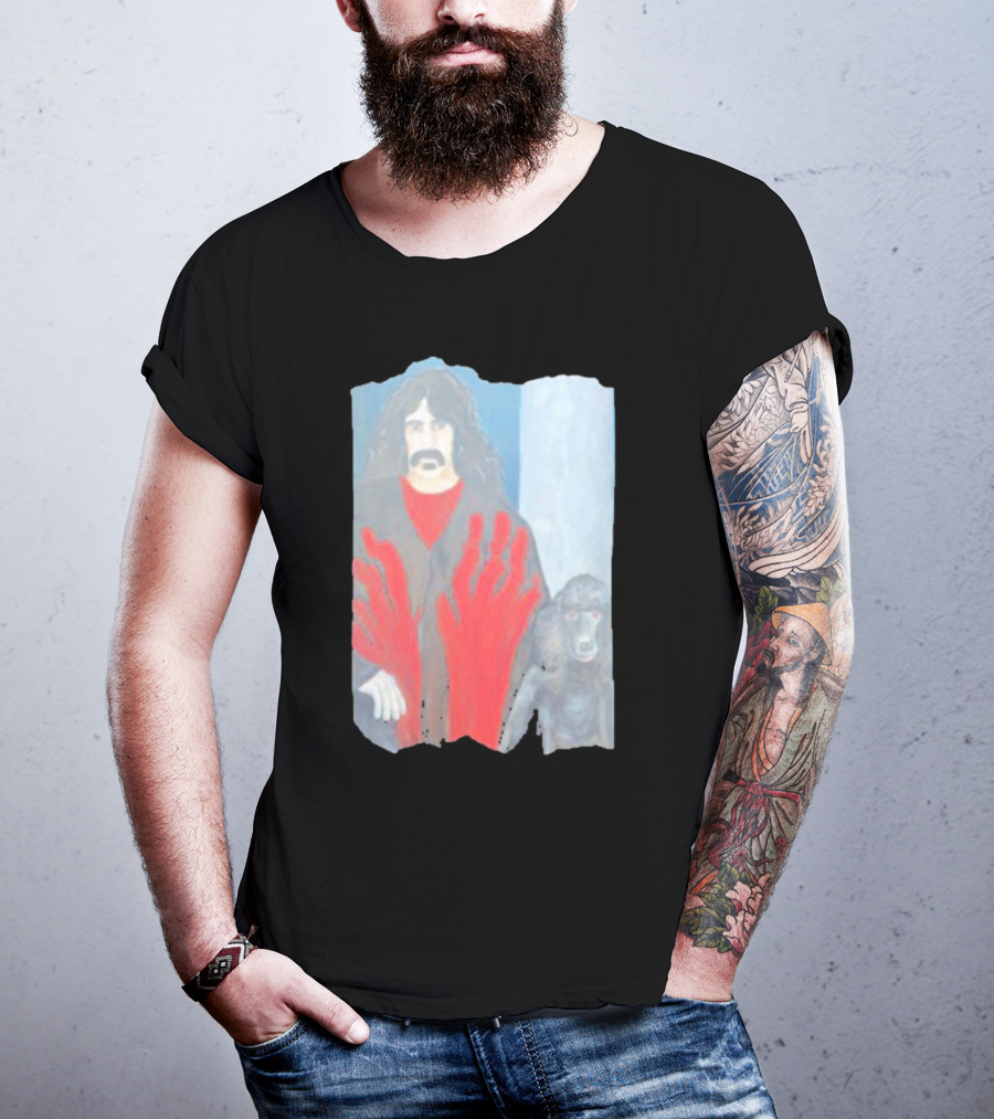 Jackey Neyman Jones Frank Zappa The Master Mashup With Red Hand Prints T-Shirt