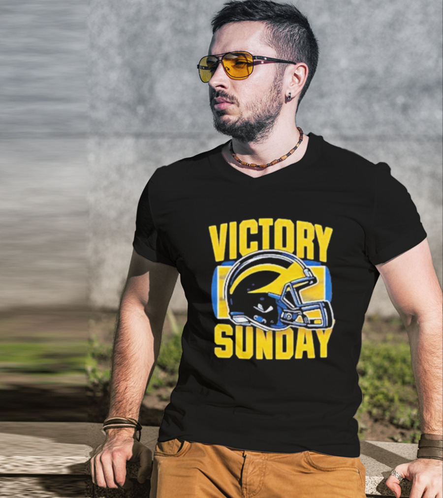 Victory Sunday Michigan Football Helmet T-Shirt