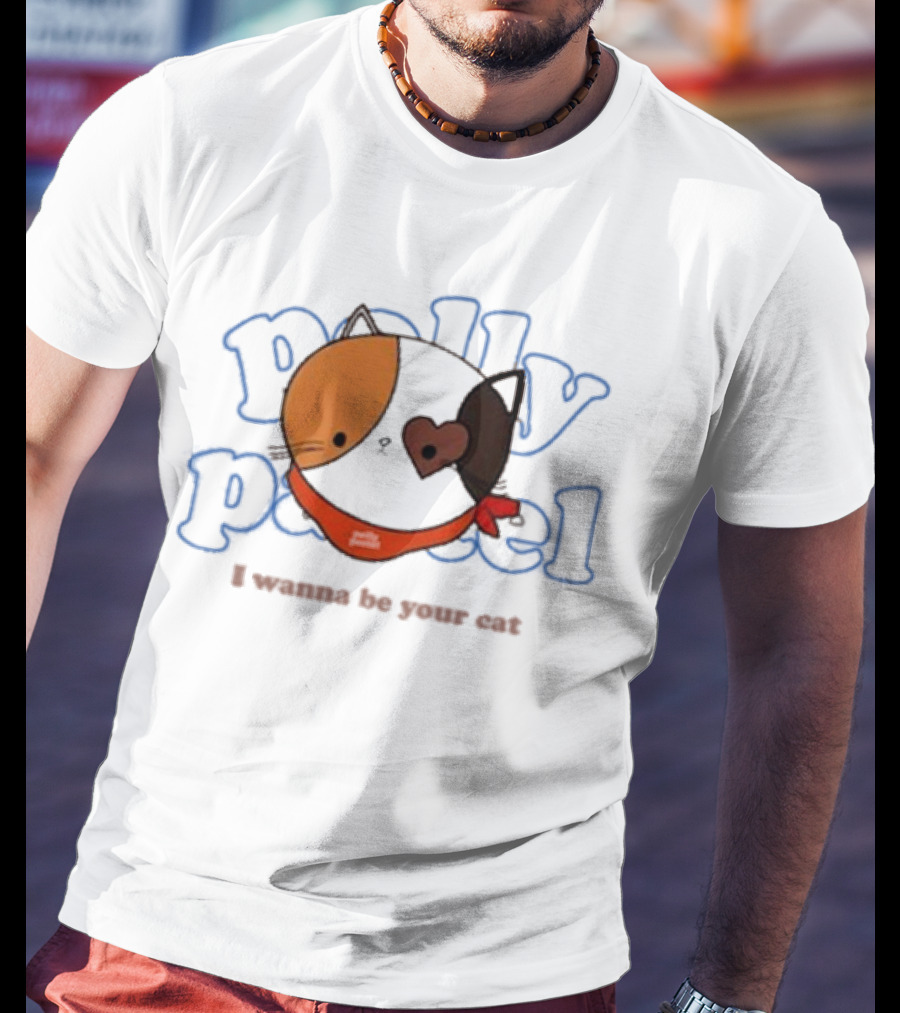 Polly Pastel I Wanna Be Your Cat With Heart-Eyed Kitten Wearing Bandana T-Shirt