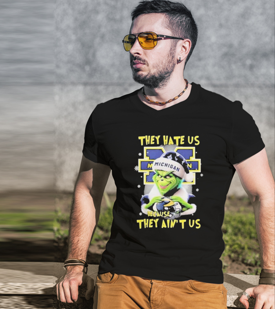 They Hate Us Because They Ain't Us Santa Grinch Michigan Wolverines T-Shirt