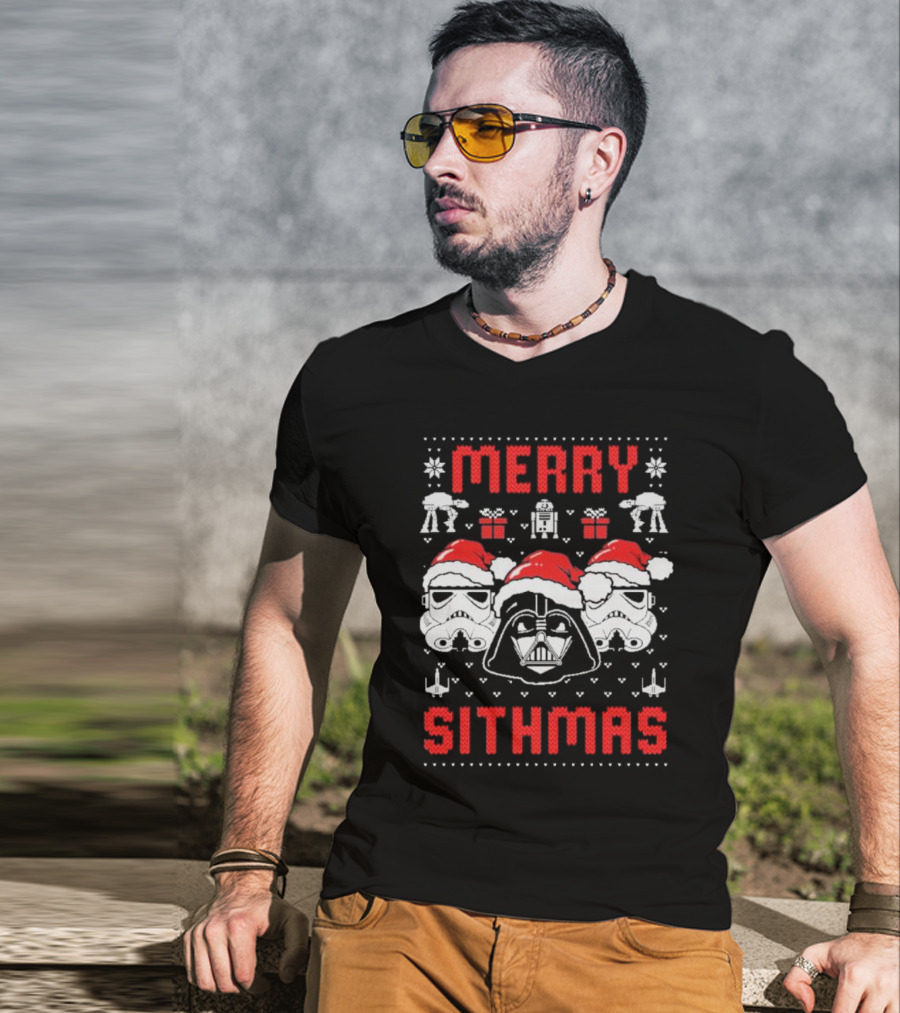 Merry Sithmas Star Wars Darth Vader Stormtrooper Santa Robot Holiday T-Shirt