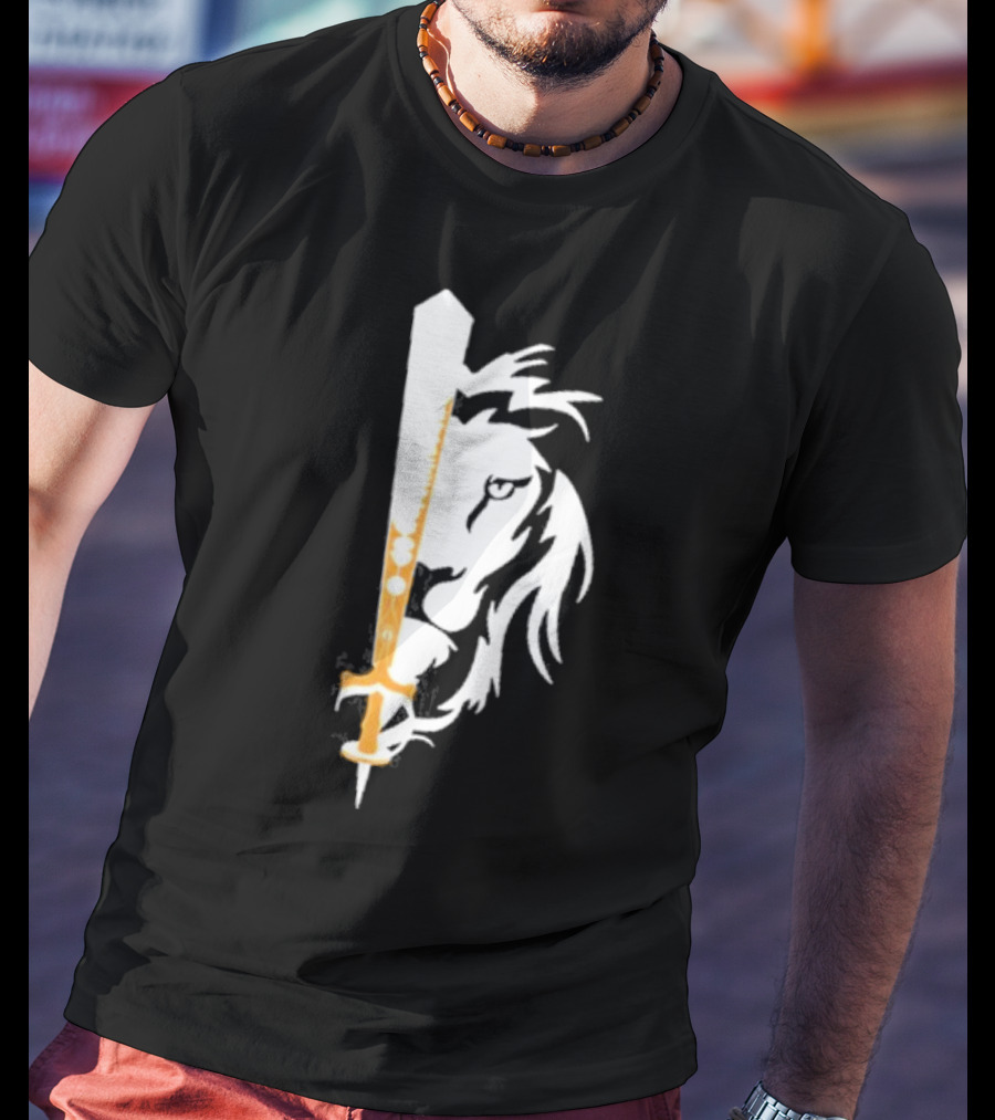 Real Sikh Lion And Sword Blackout Gold T-Shirt