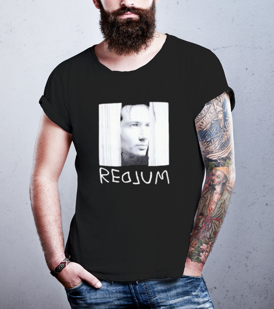 Redrum The Shining Redlum Johnny Face Peeking Through Door T-Shirt