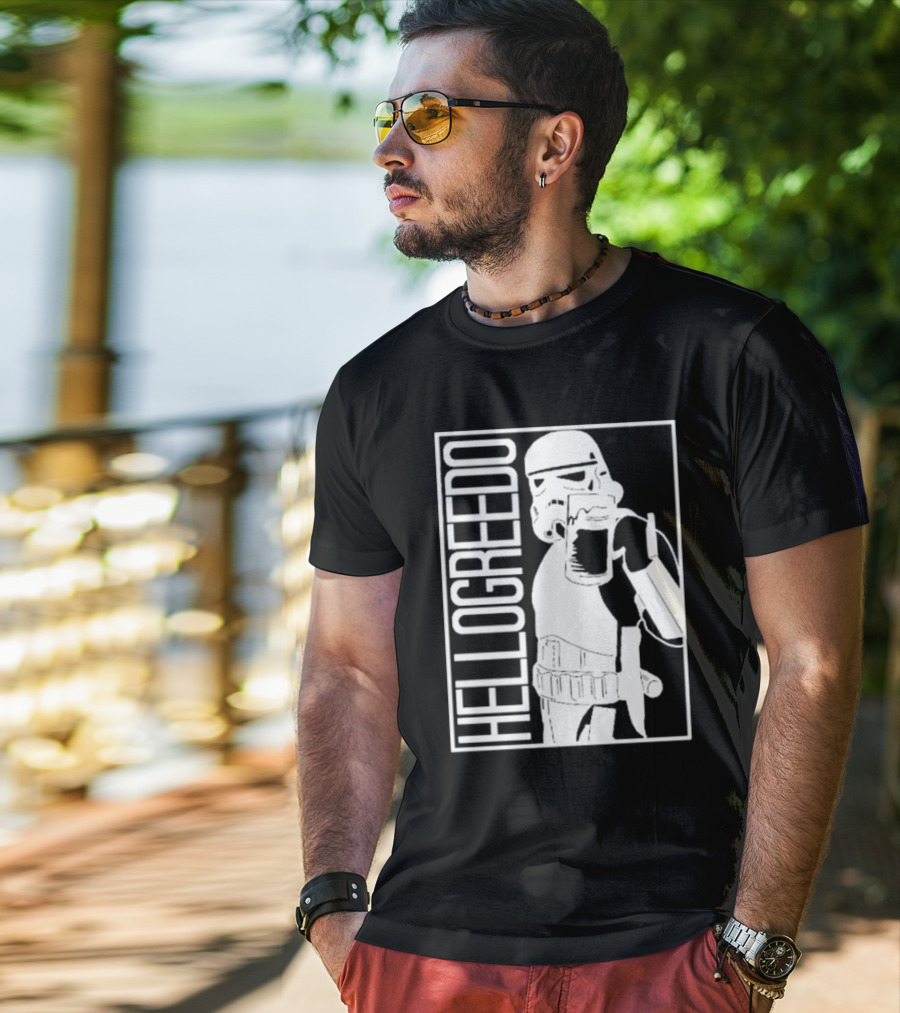 Star War HelloGreedo Stormtrooper Drinking Scene T-Shirt