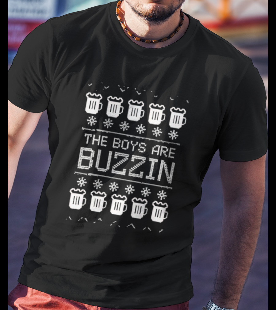 The Boys Are Buzzin Beer Mugs Christmas Snowflakes T-Shirt