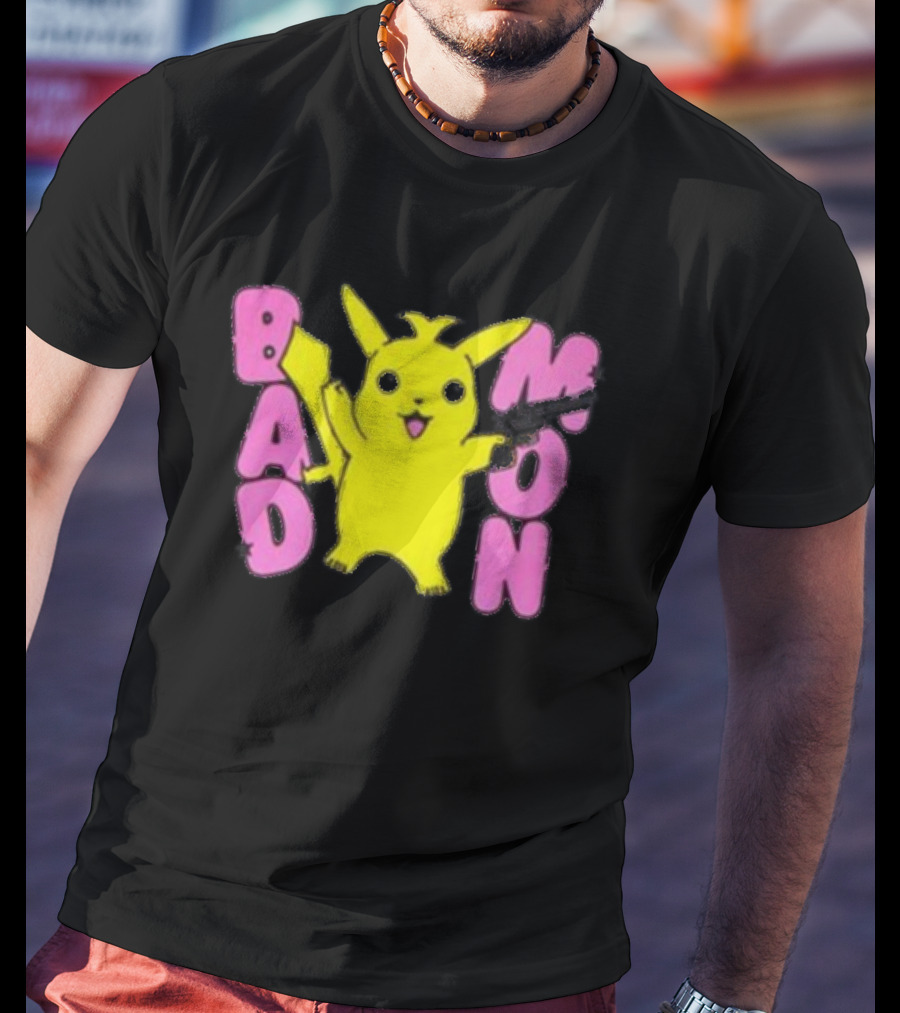Bad Mon Pikachu With Pink Bold Letters T-Shirt