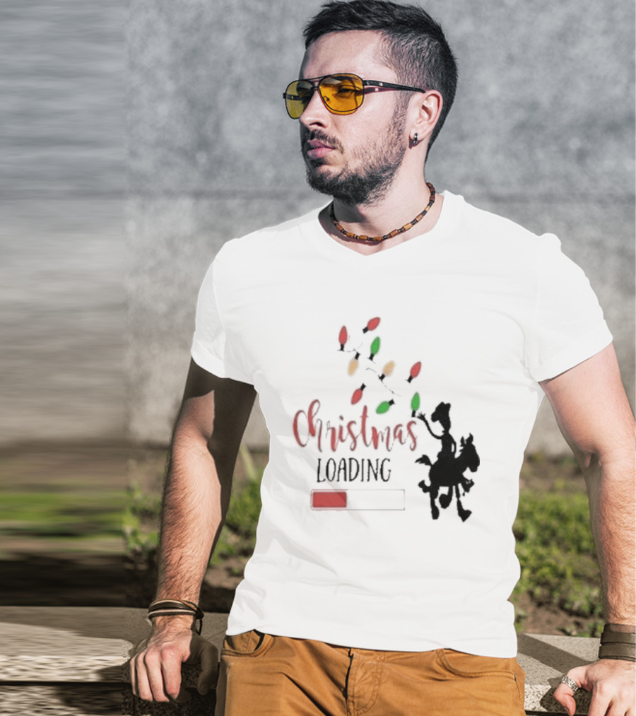 Christmas Loading Cowboy Silhouette With Festive Lights T-Shirt
