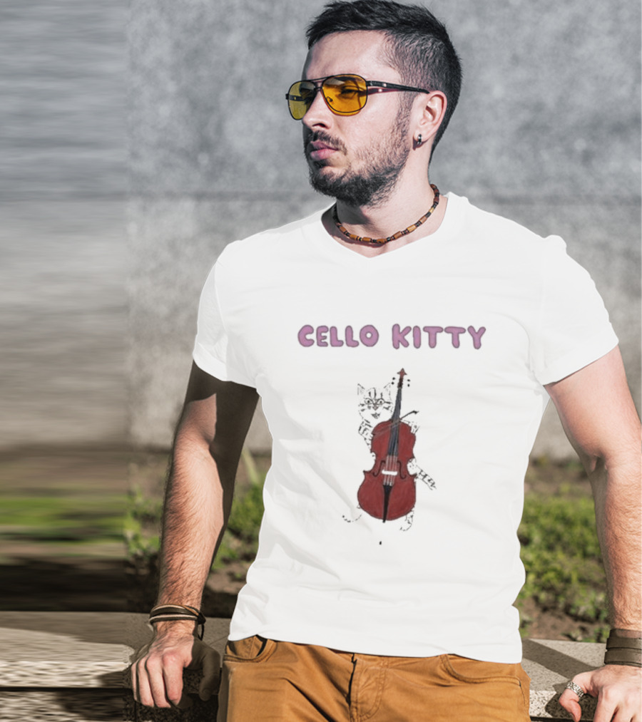 Cello Kitty Cat With Red Cello T-Shirt