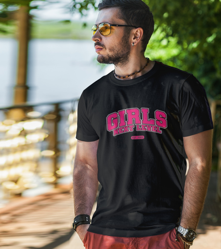 GIRLS NEXT LEVEL EST 2005 Pink Bold College T-Shirt