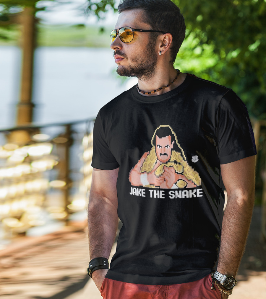 Jake The Snake Roberts 32-bit Pixel Art Ripple Junction T-Shirt