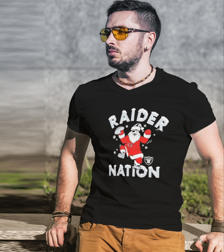 Raider Nation Santa Holiday Las Vegas Raiders Homage Tri-blend T-Shirt