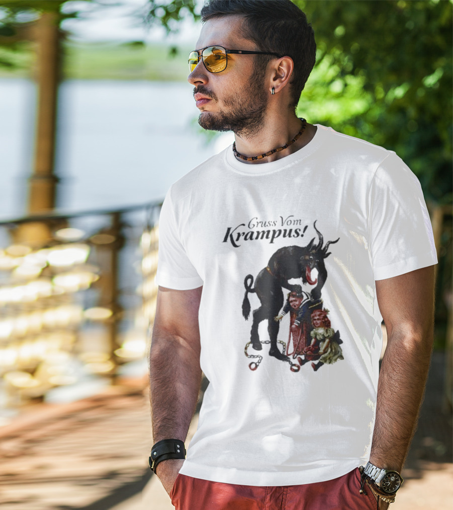 Meowy Krampus Gruss Vom Krampus Christmas Feline Holiday Mischief T-Shirt